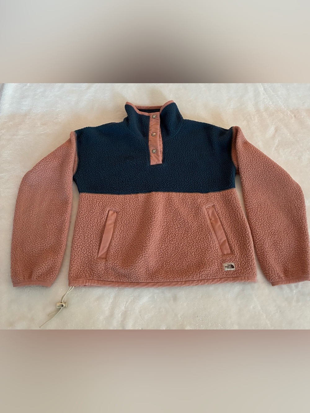 The North Face Cragmont 1/4 Snap Sherpa Fleece Pullover - Pink/Navy Colorblock -